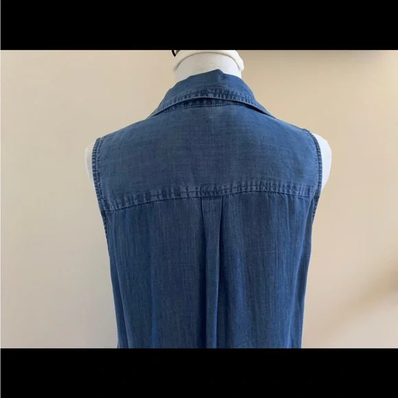 WYATT COLLECTION Womens Ladies Denim Blue Hi-Low Pockets Sheath Tunic Dress Sz L - Picture 10 of 10